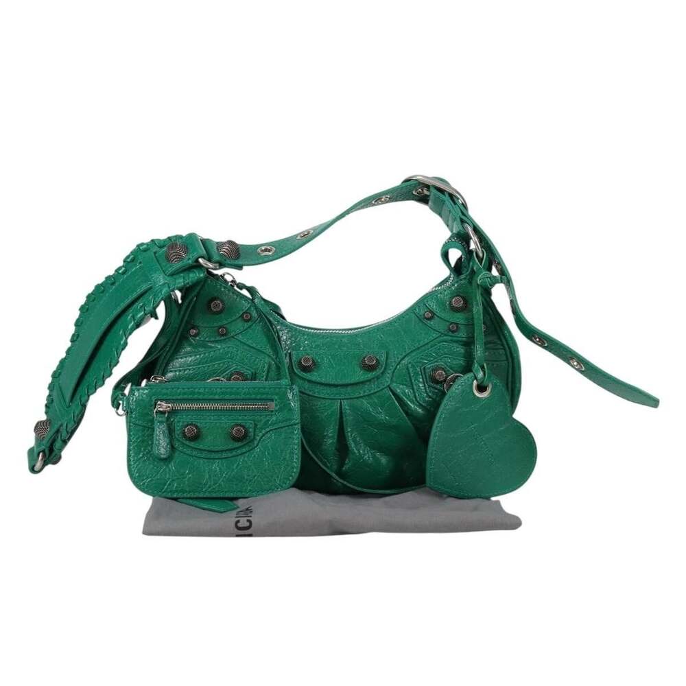 Balenciaga Leather Le Cagole XS Shoulder Bag Green
